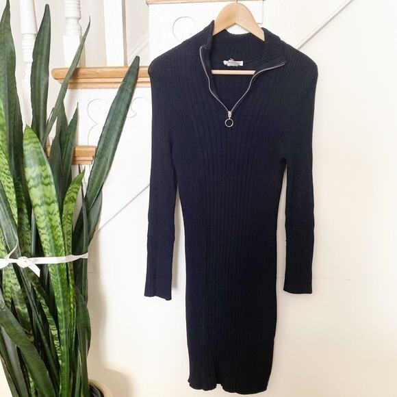 Cooperative navy blue zip front sweater dress sz S - Picture 1 of 6